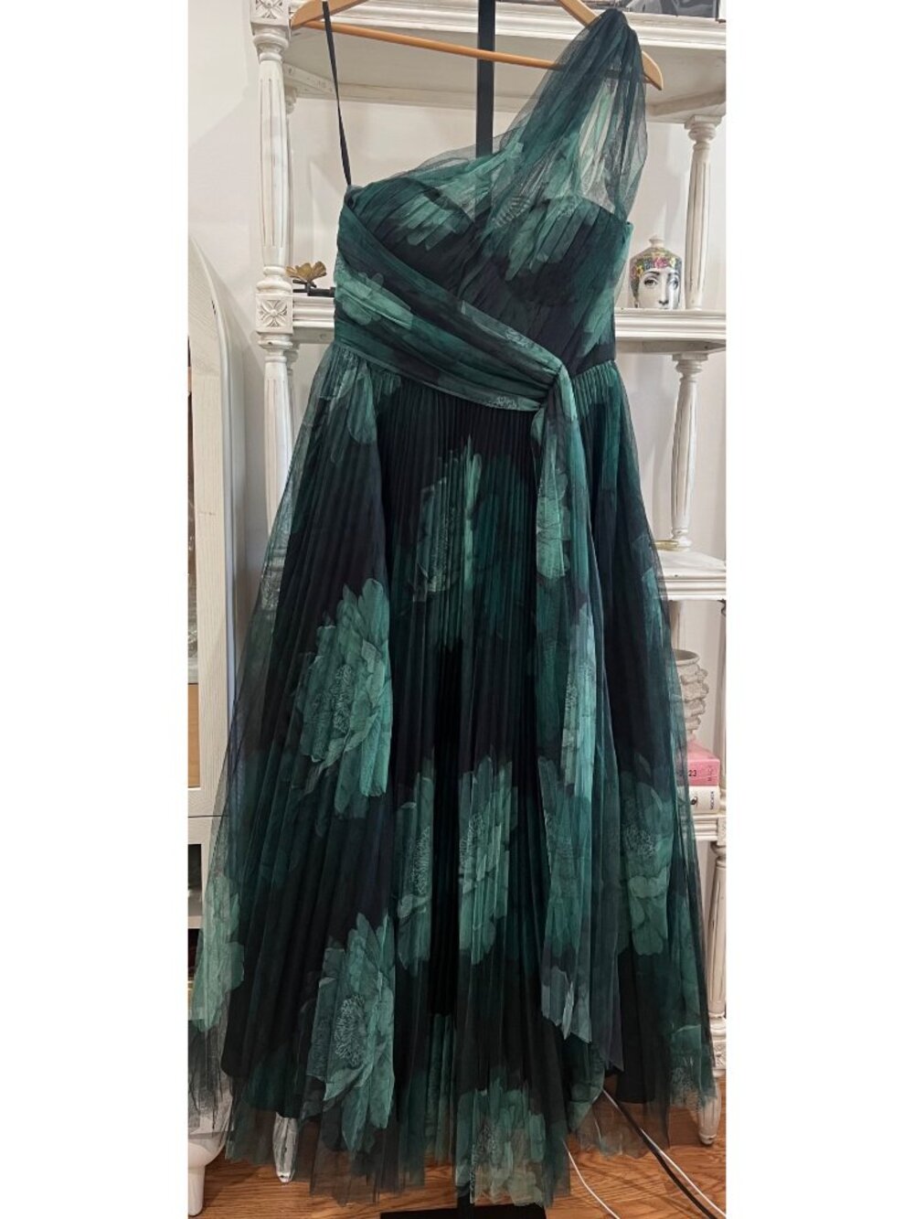 Anthropologie Hutch Phillippa One-Shoulder A-Line Maxi DressSize 10 Green - Picture 5 of 8